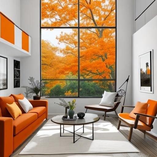 Abstract Orange and White Color Field