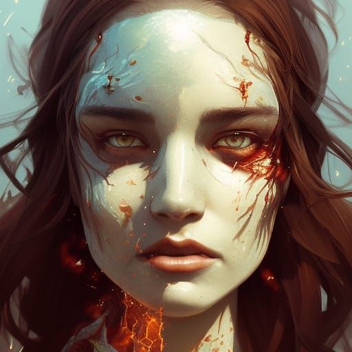 Fiery Portrait in Hyperdetailed Art Style