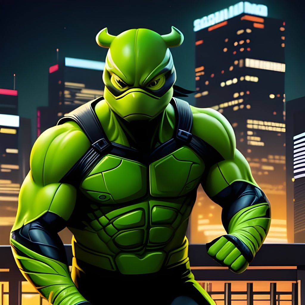 Ninja Turtle Fight in Vibrant Comic Style