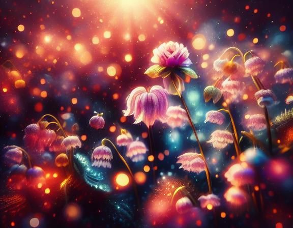 Impressionist Watercolor: Transparent Blue Flowers in Soft L...