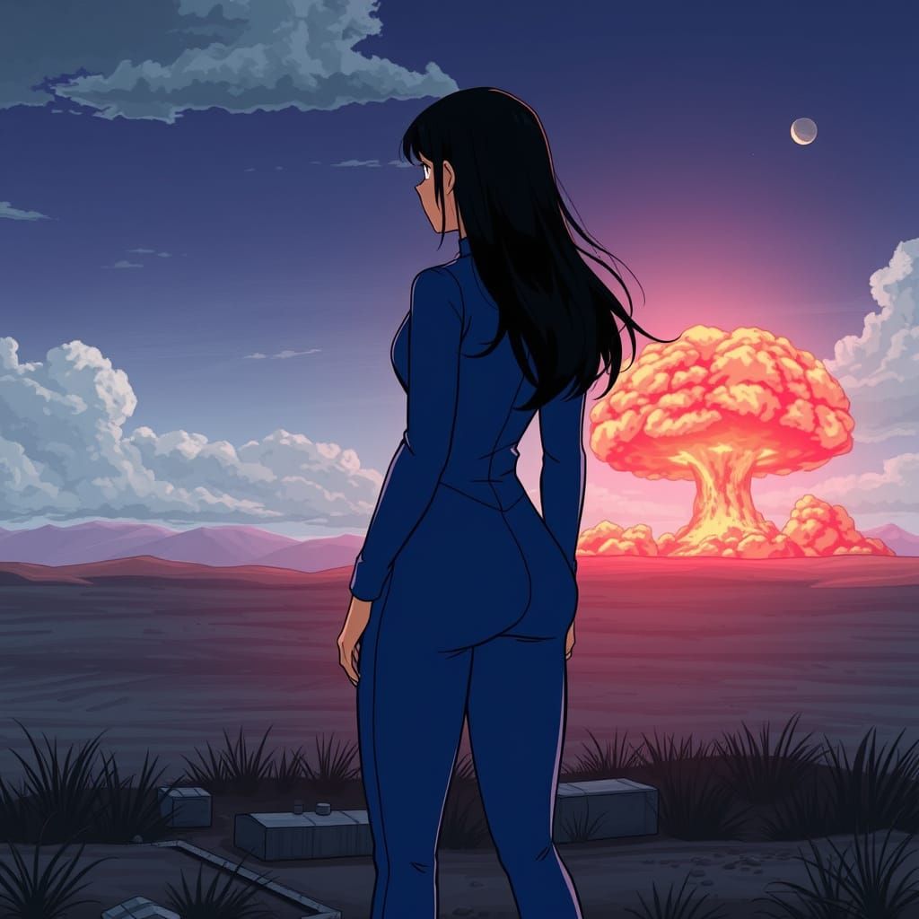 Vault-Dweller Observes Nuclear Blast in Safety