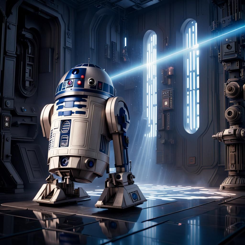 R2D2 Beaming Hologram Message: Digital Matte Painting