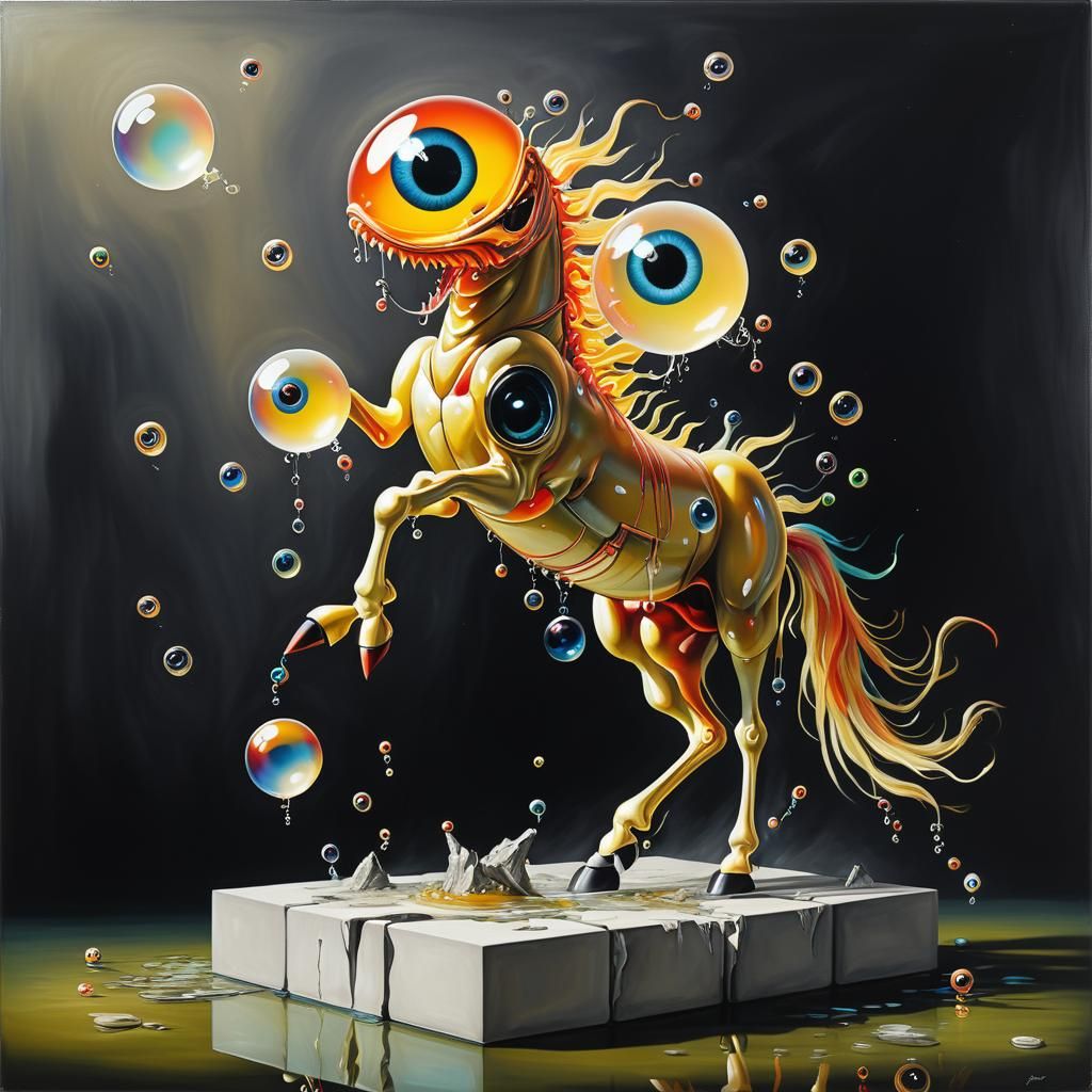 Surreal Alien Horse Extravaganza in Oils