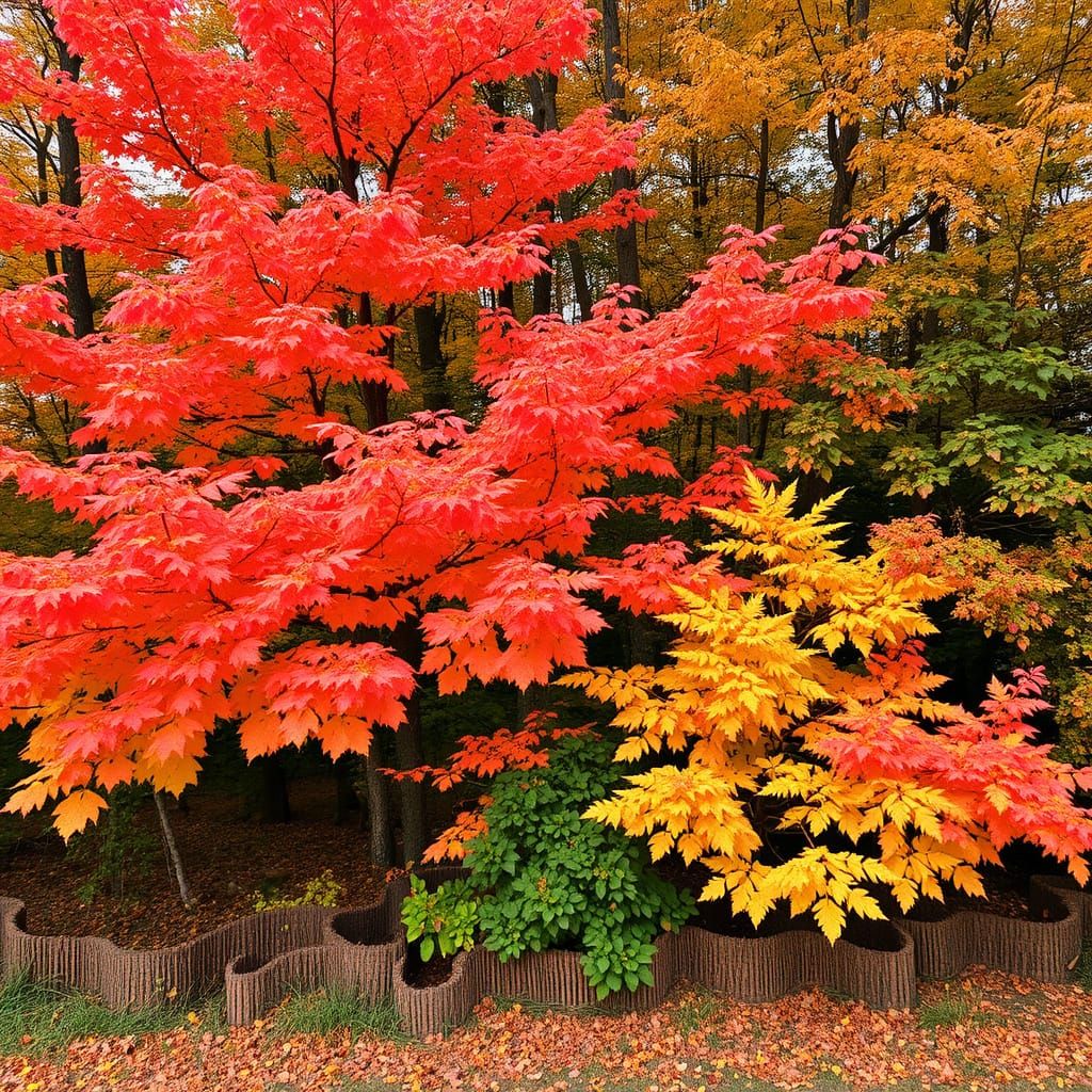 Vibrant Autumnal Landscape with Fiery Colors