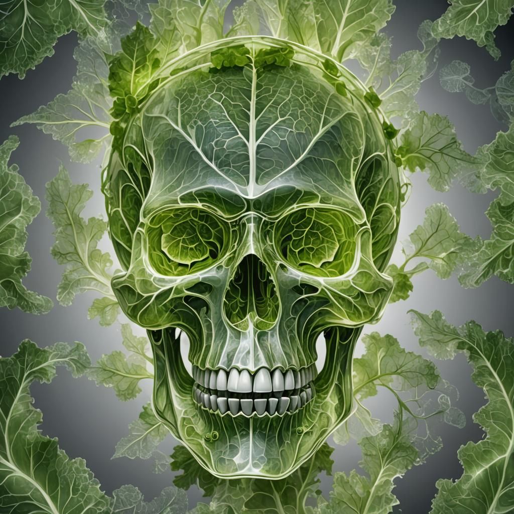 Radioluminescent Crystal Skull of Lettuce Leaves
