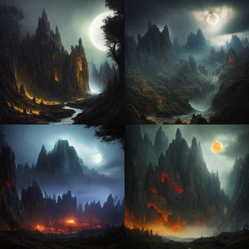 Epic Fantasy Battle Amidst Majestic Mountains and Floating I...