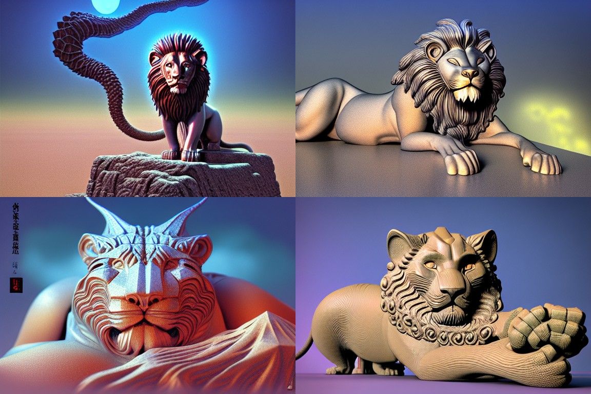 Intricate Lion in Dark Fantasy Style