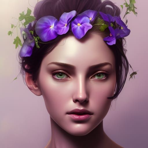 Glass Morning Glory Portrait in Hyperdetailed Style