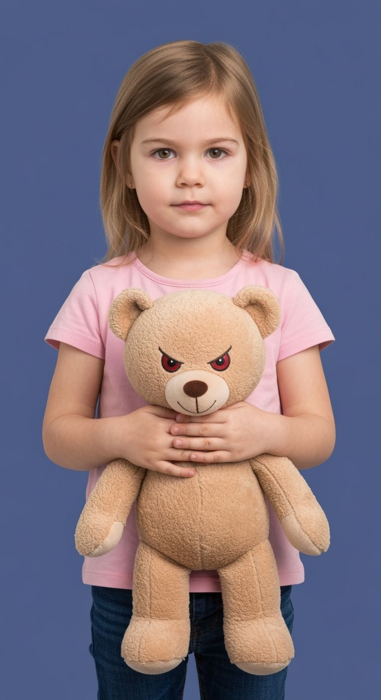 Innocent Girl With Sinister Teddy Bear