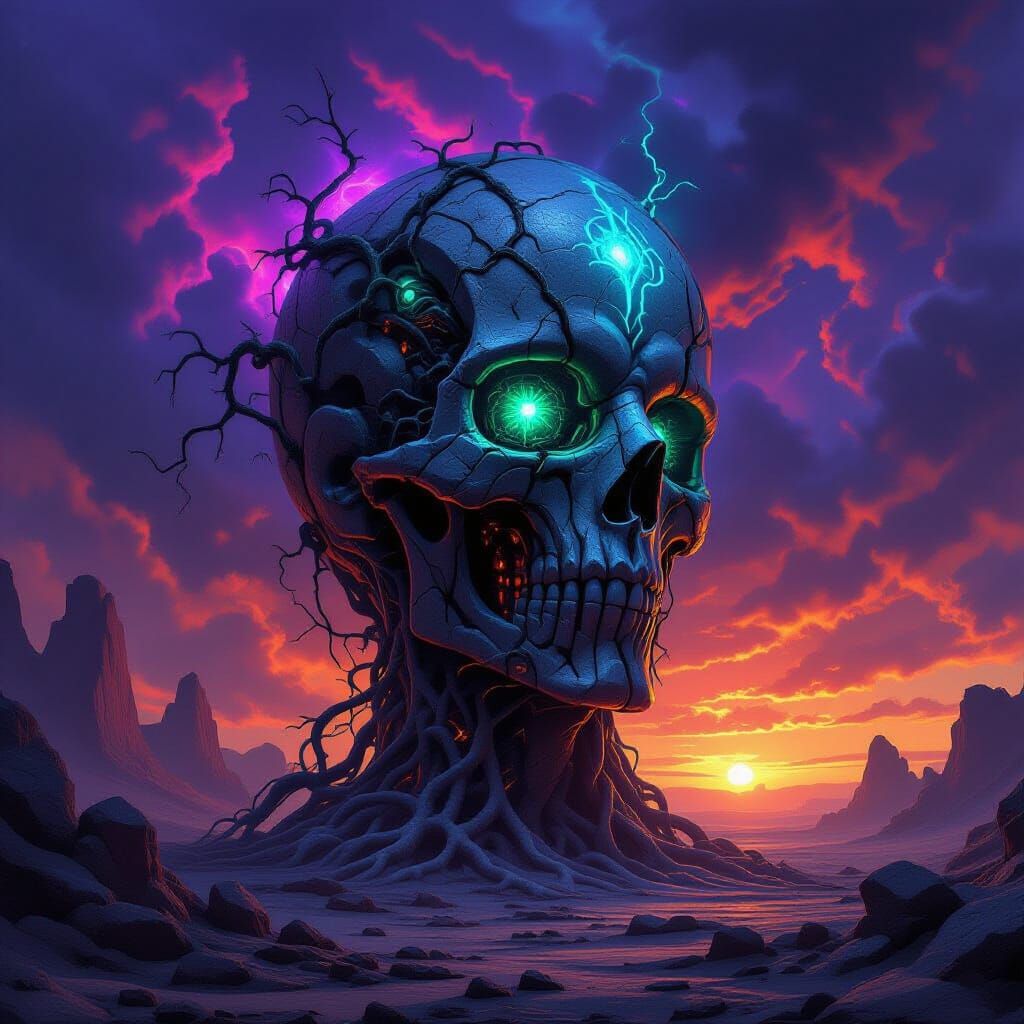 Biomechanical Sculpture in Dark Fantasy Concept Art Style