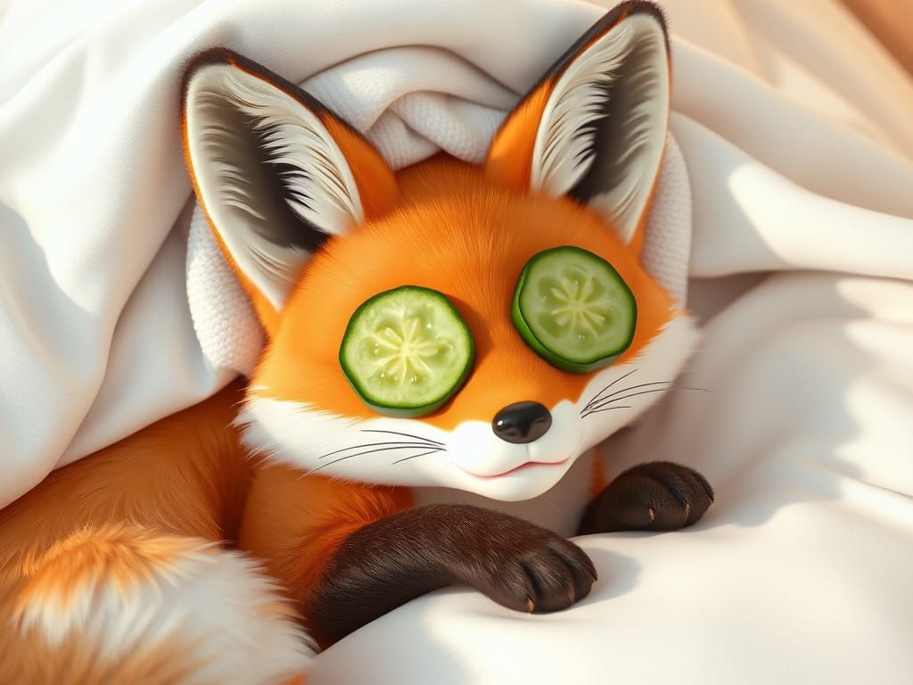 Anthropomorphic Fox Relaxation in 3D Anime Art
