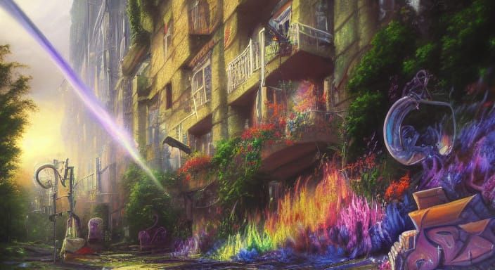 Love's Cosmic Splash in Vibrant Colors