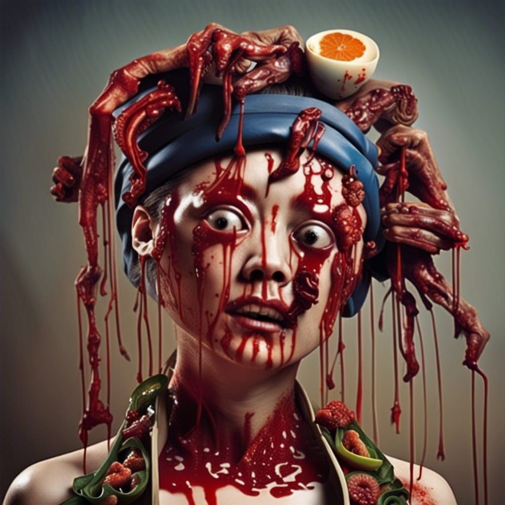 Surreal Body Horror Still Life: Chinese Food