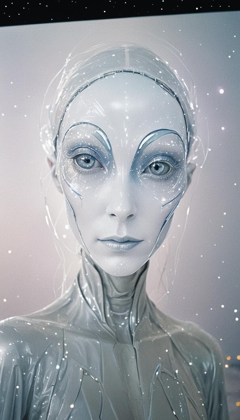 Alien Portrait in Futuristic Cityscape