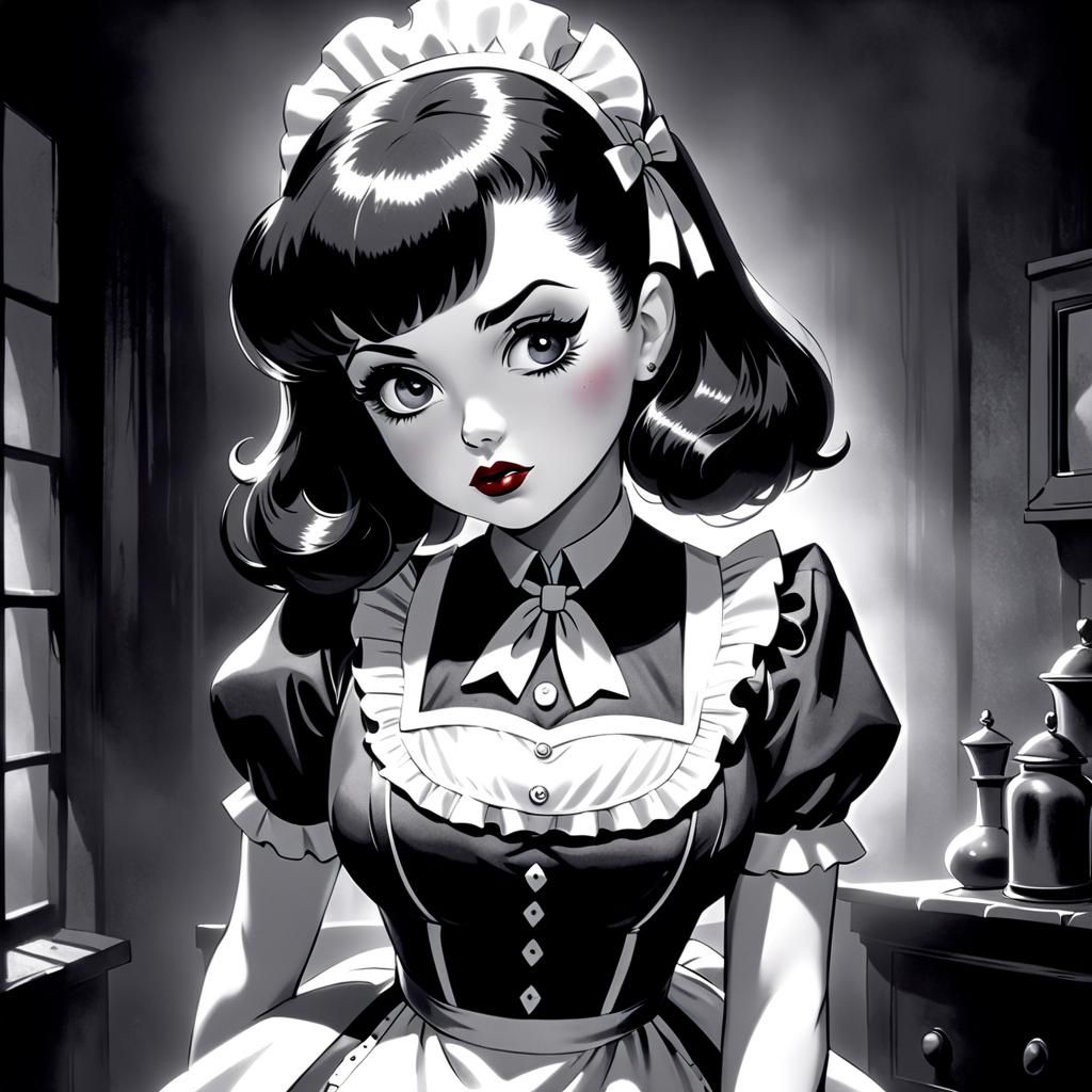 Bettie Boop Noir Portrait in Expressionist Style