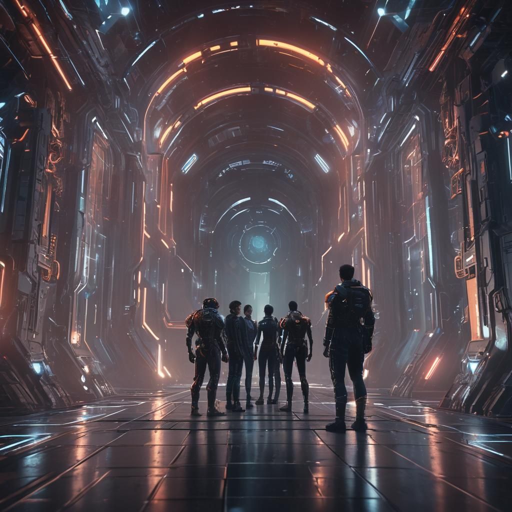 Sci-Fi Portals Connect Timelines in Cinematic Artwork