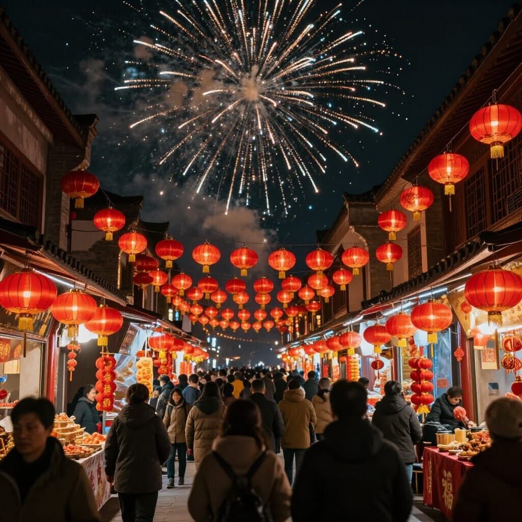 Vibrant Chinese New Year Celebration in Hyperrealism