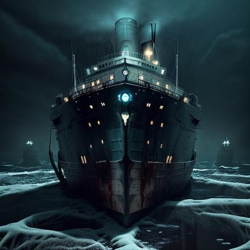 Titanic Wreckage in Cosmic Horror Style