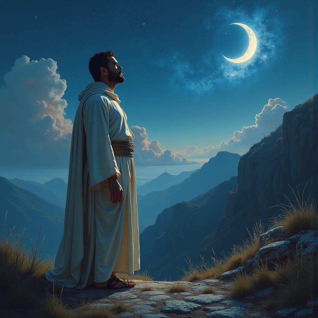 Job Gazing at Starry Sky, Digital Matte Painting