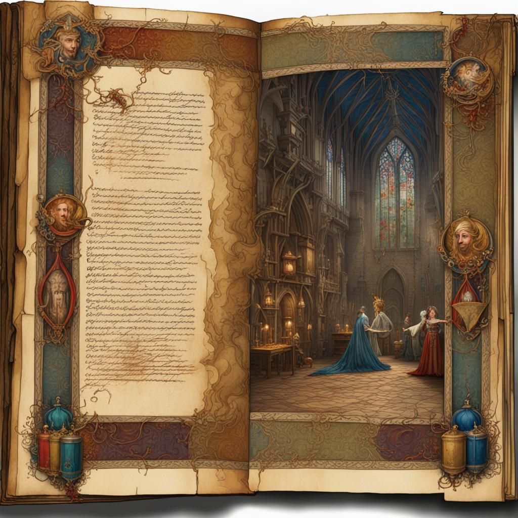 Medieval Illuminated Manuscript on Burned Parchment