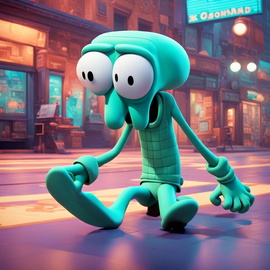 Squidward Tentacles Reimagined as 3D Digital Art