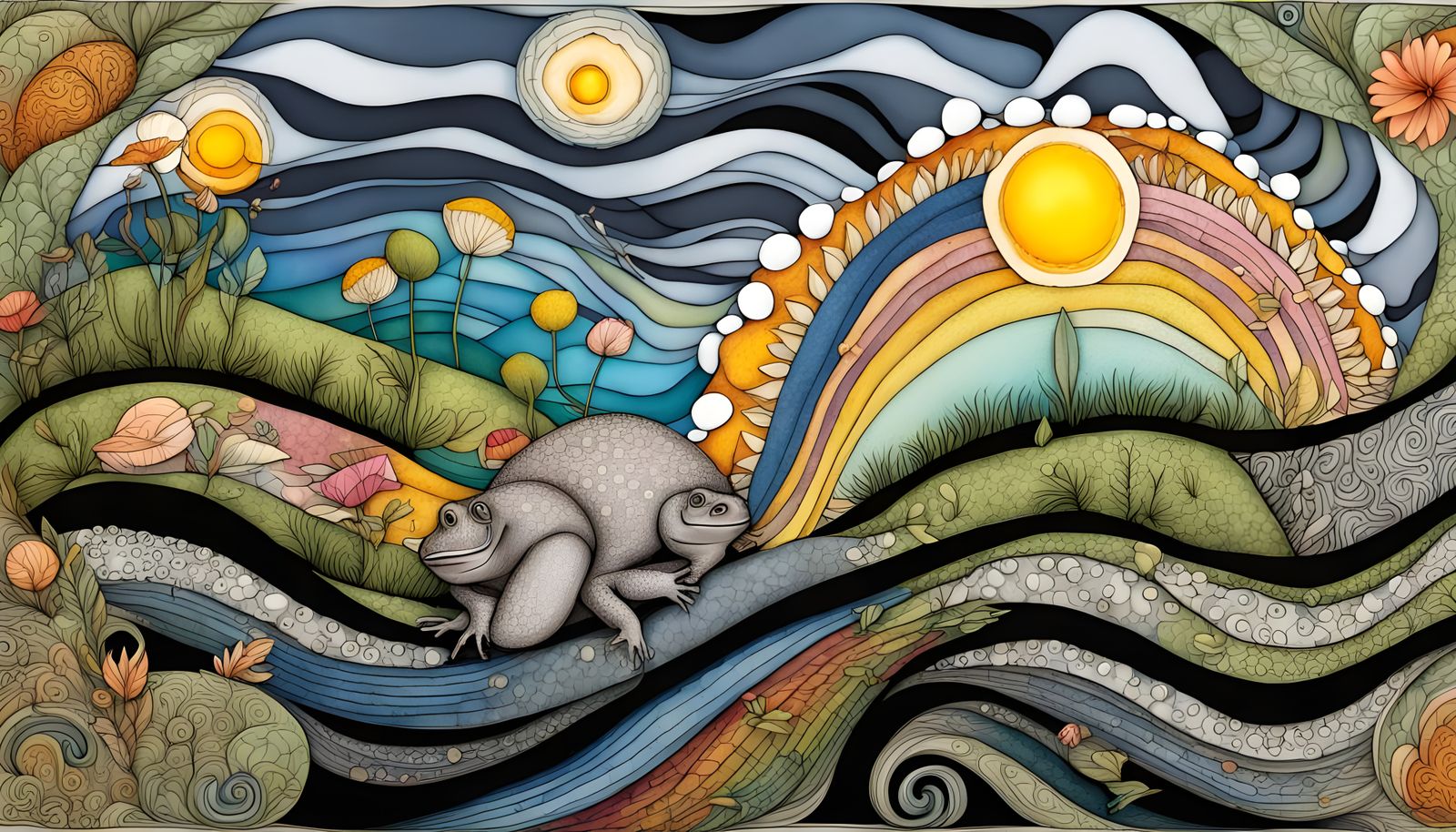 Abstract Quantum Zentangle of Australian Wildlife