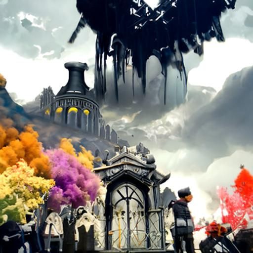Fantastical Black Parade in Detailed Matte Painting