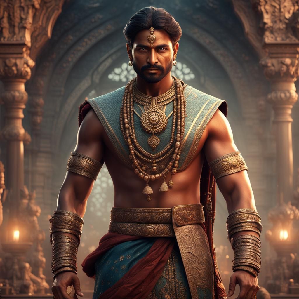 Indian Warrior: 3D Rendering in Dark Fantasy Style