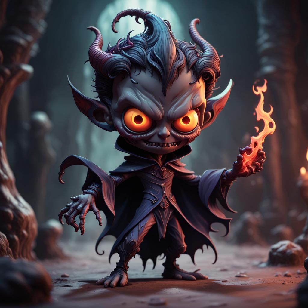 Chibi Demonic Shadow Man: Detailed Matte Painting