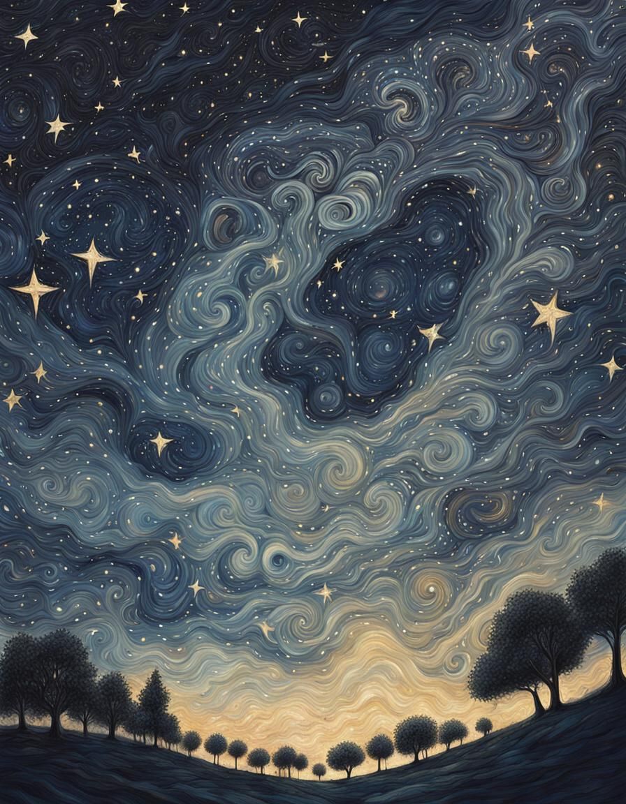Detailed Starry Night Sky Overflowing with Love