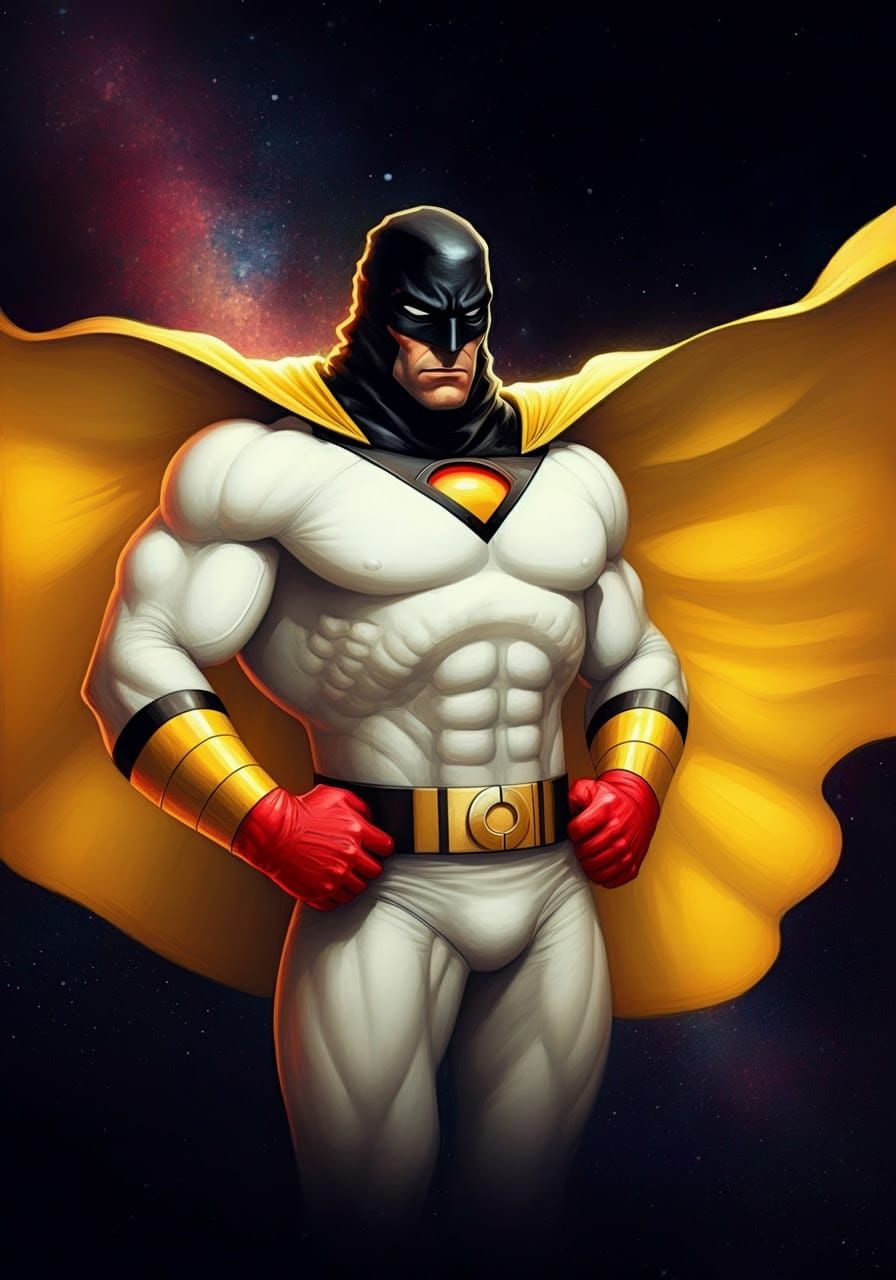 Dynamic Space Ghost Illustration in Bold, Vibrant Colors