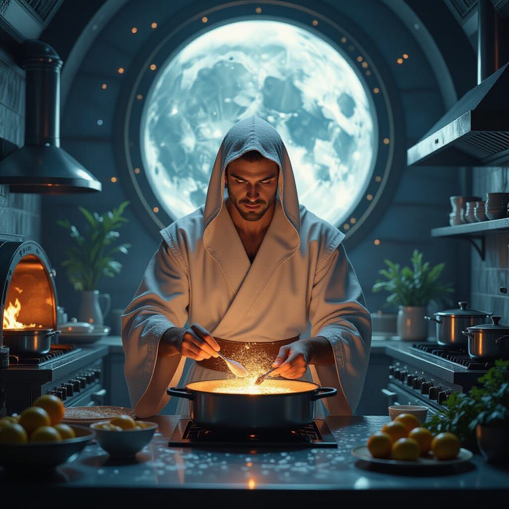 Celestial Chef Creates Stardust Dishes, Art Nouveau Style