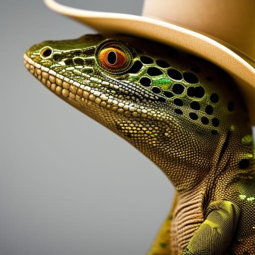 Lizard Cowboy Portrait in Sharp Focus