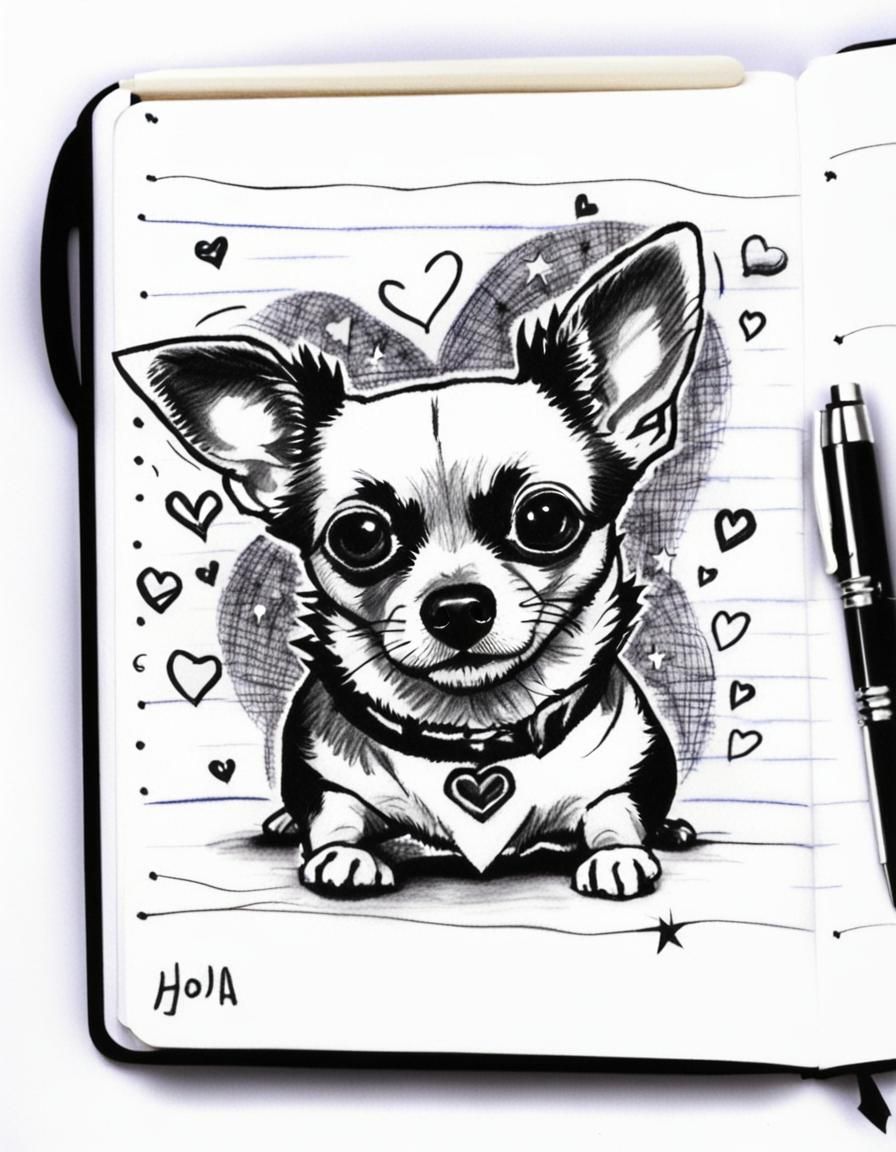 Chihuahua Doodle in Ball-Point Pen and Ink