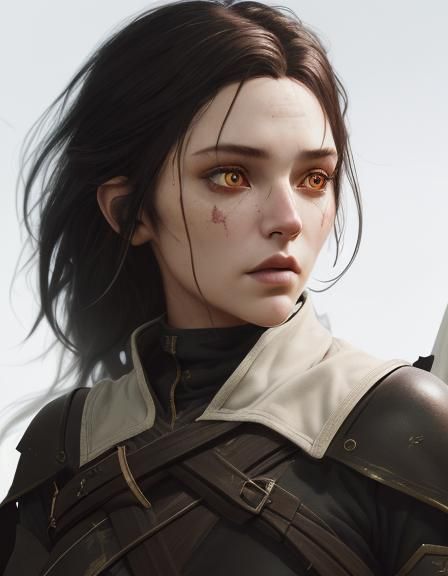 Dark Fantasy Ranger with Black Eyes