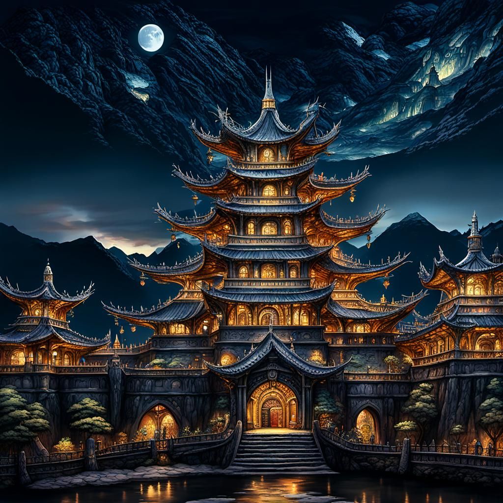 Grand Theria: Ethereal Cityscape in Soft Golden Light