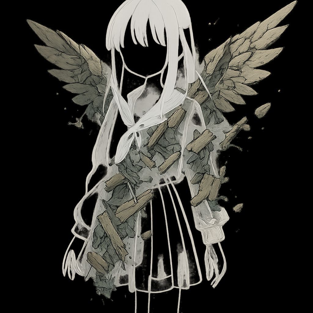 Transparent Anime Ghost with Debris Wings