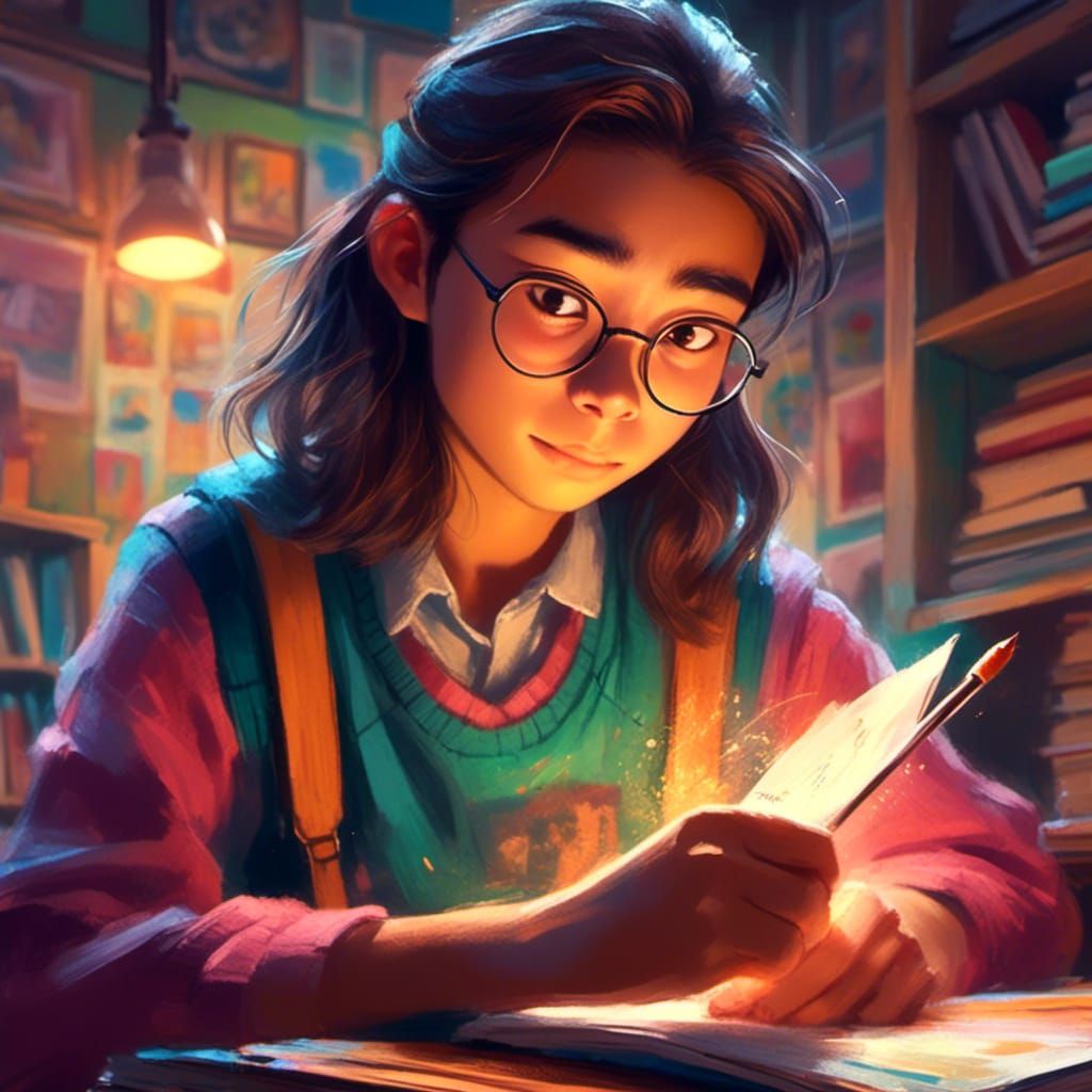 Vibrant Student Portrait in Miyazaki Pastel Style