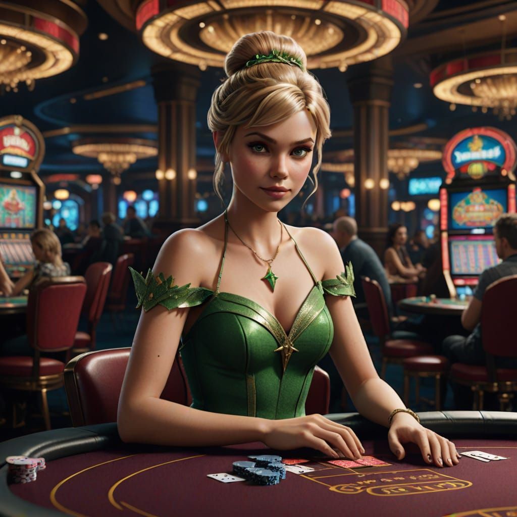 Whimsical Fantasy Poker Scene in a Luxurious Casino