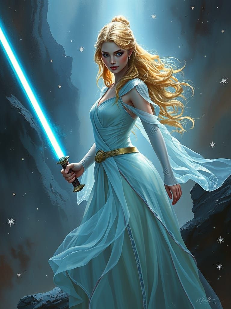 Jedi Princess Aurora Movie Poster in Acrylic Style