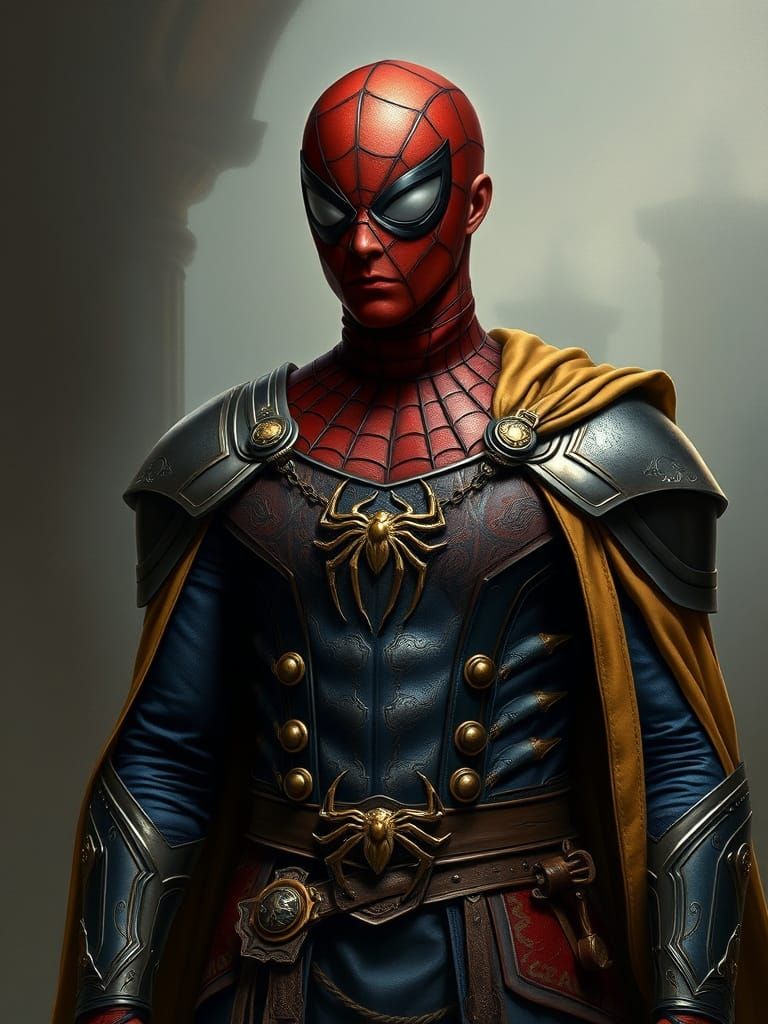 Medieval Spider-Man Portrait in Baroque Style