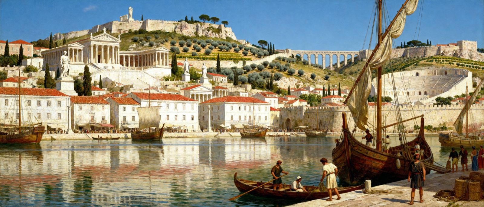 Ancient Roman Lisbon (Olisipo) Harbor Scene
