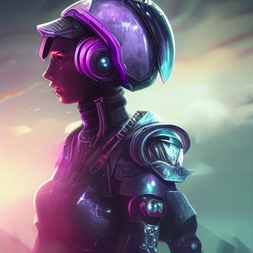 Cyberpunk Warrior Woman with Sword in 8K