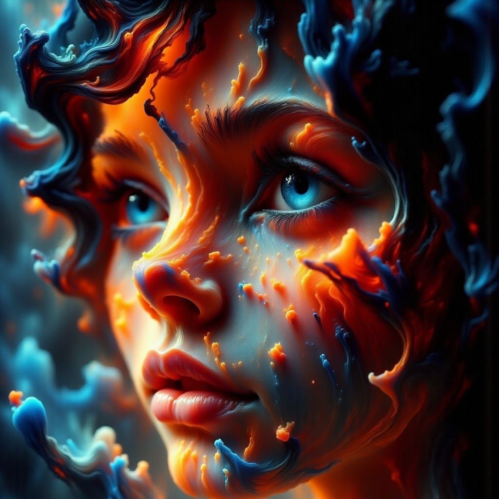 Hyperrealistic Portrait of a Girl with Blue Eyes