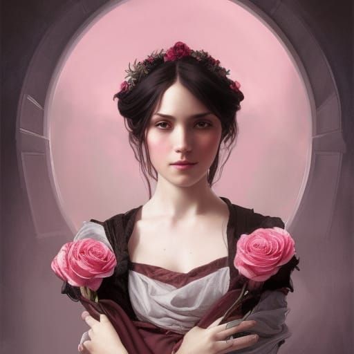 Girl in Renaissance Dress Portrait, Hyperdetailed Art