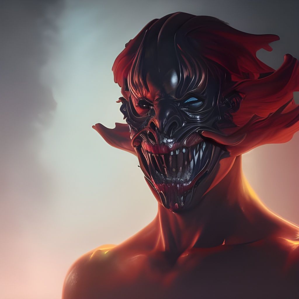 Demonic Eldridge Mask Portrait in Hyperdetailed Style