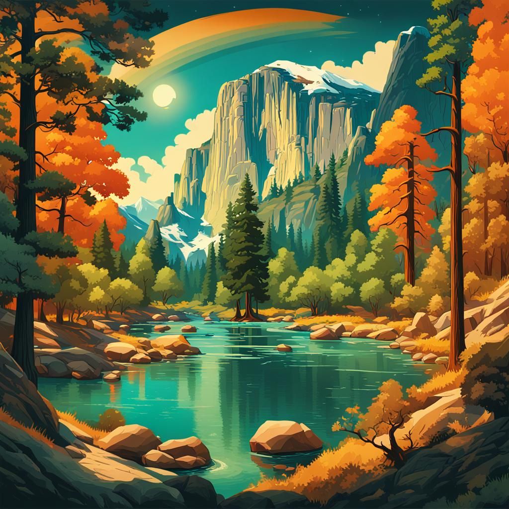 Yosemite National Park: Vintage Travel Poster