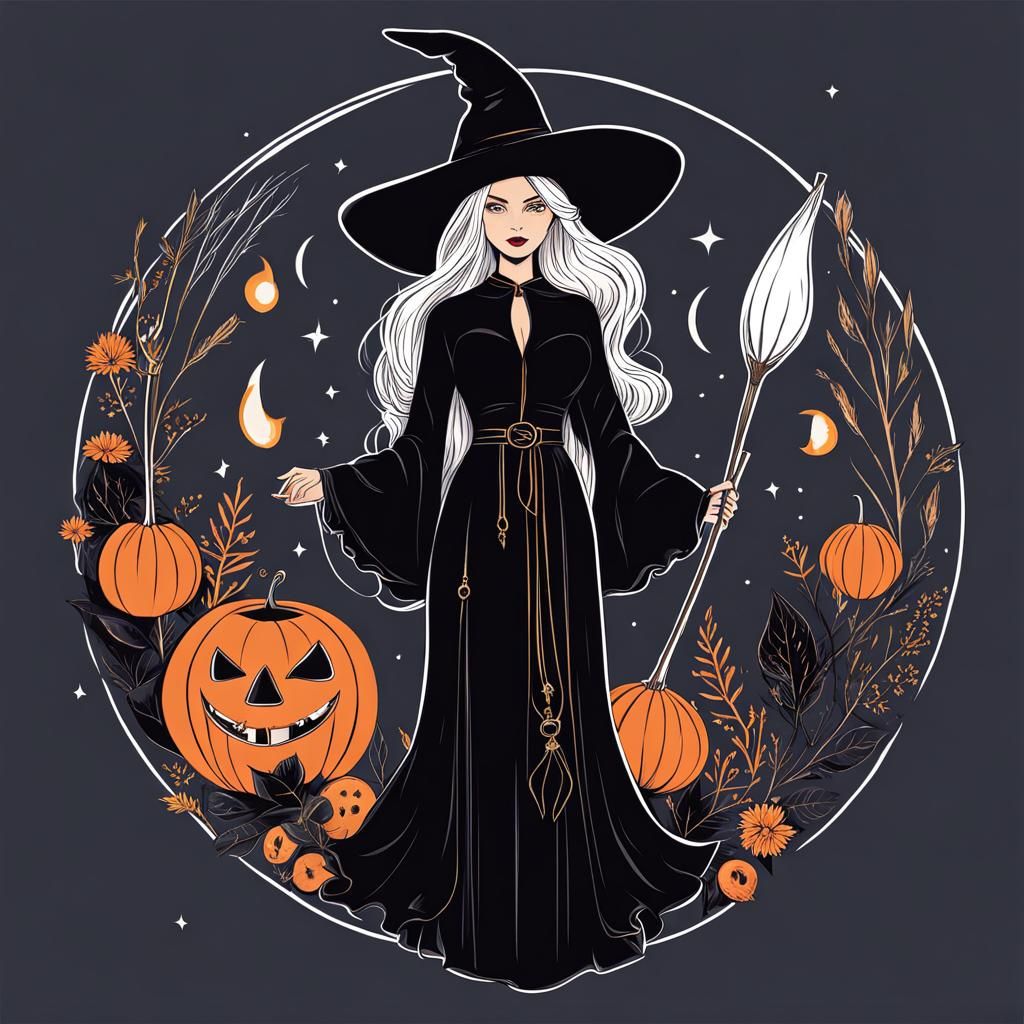 Modern Witch Illustration of Magic and Witchcraft