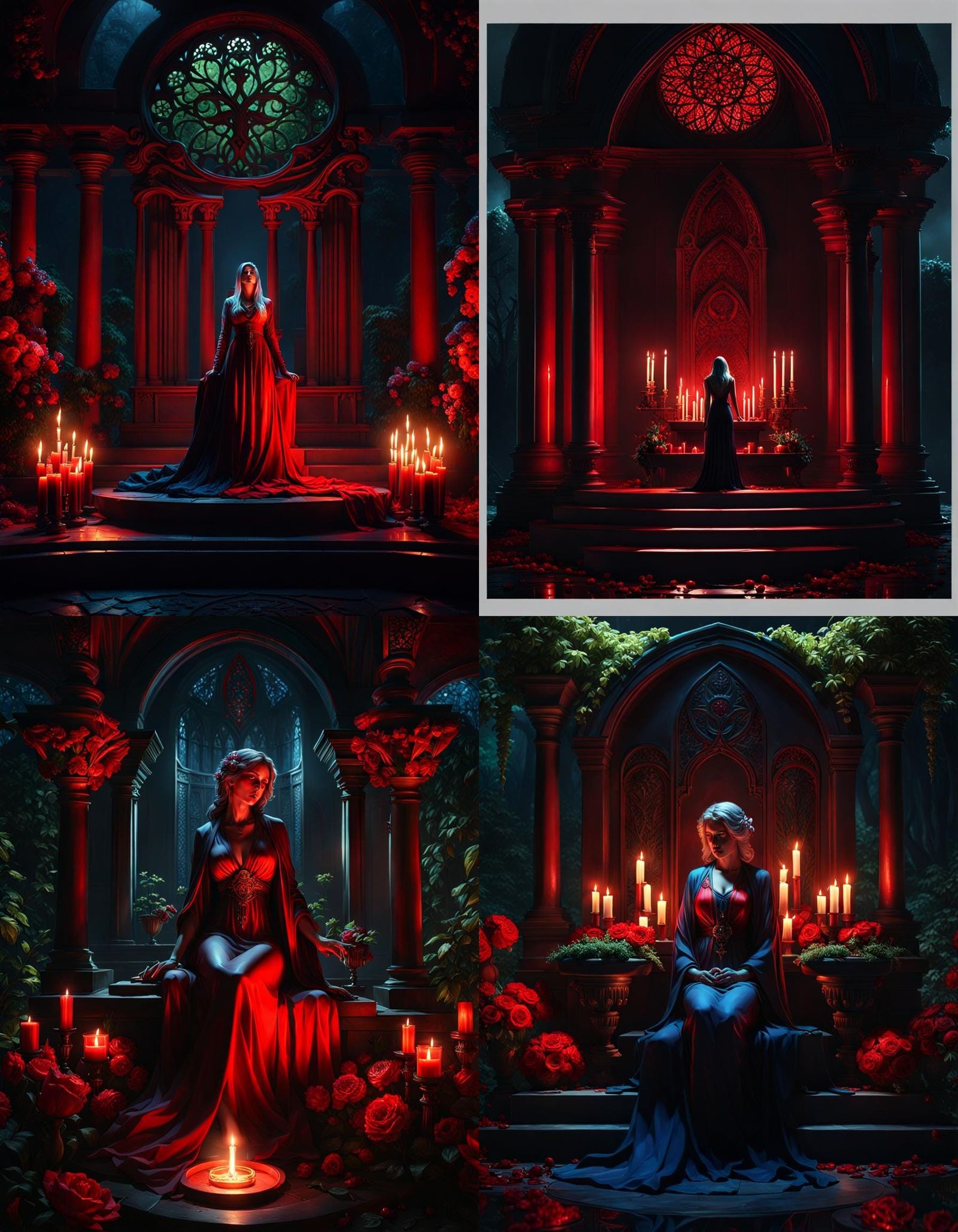 Dying Woman on Altar in Dark Fantasy Style