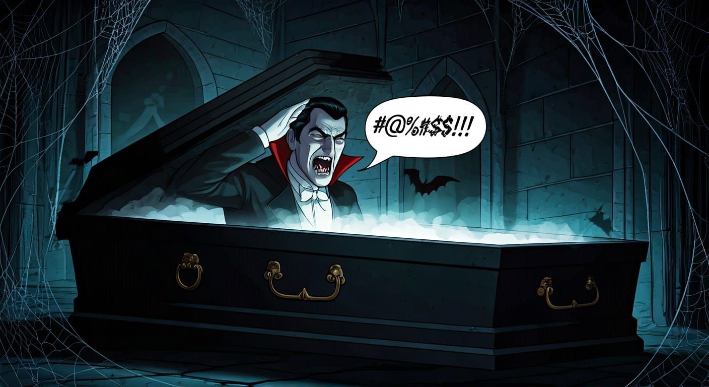 Elegant Vampire's Midnight Mishap in a Haunted Gothic Castle